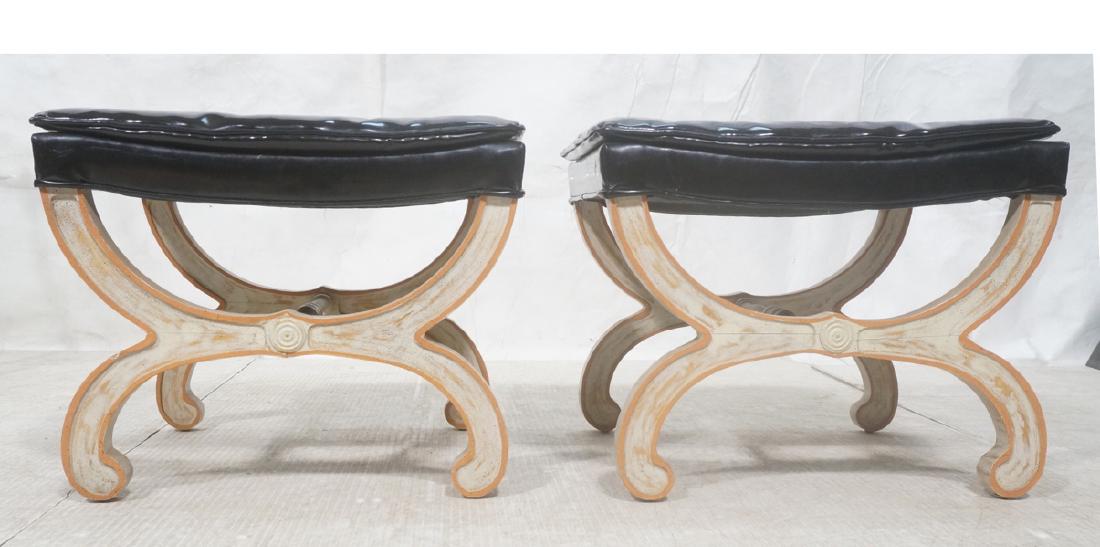Pr Black Patent Leather Stool Benches. Speckled p (1 of 6)
