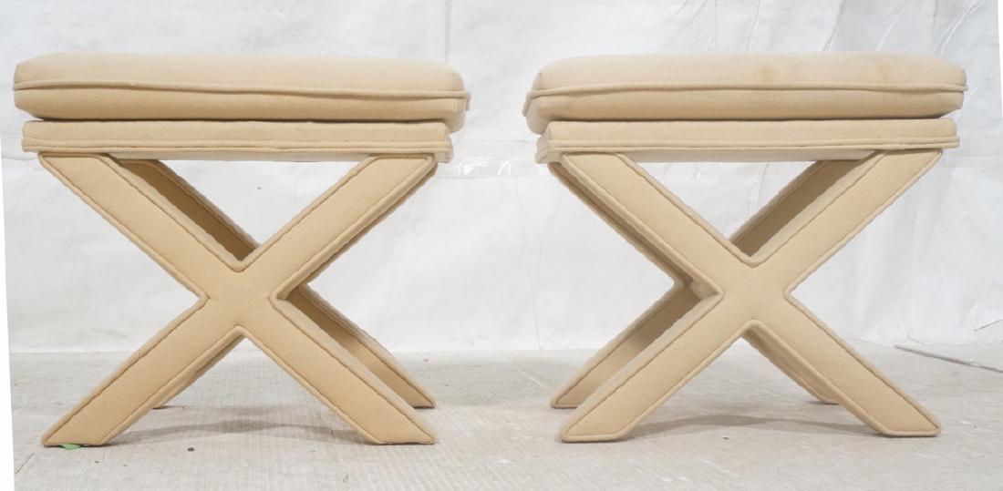 Pr Upholstered Billy Baldwin Benches Stools. Beig (1 of 8)