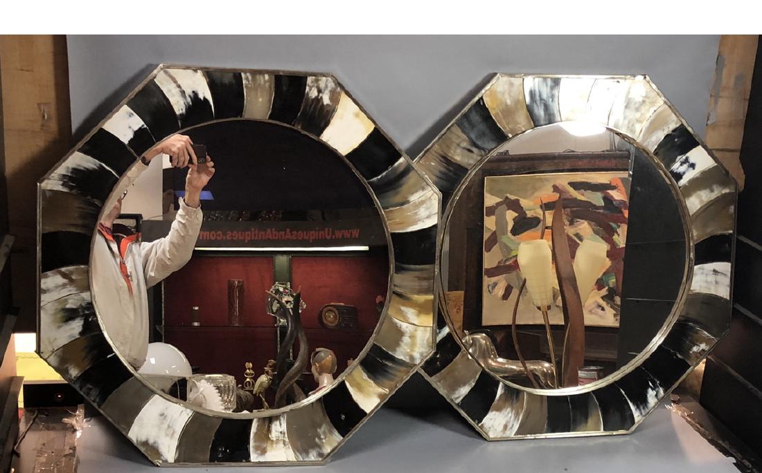 Pr Natural Horn Decorator Hexagonal Wall Mirrors. (1 of 5)