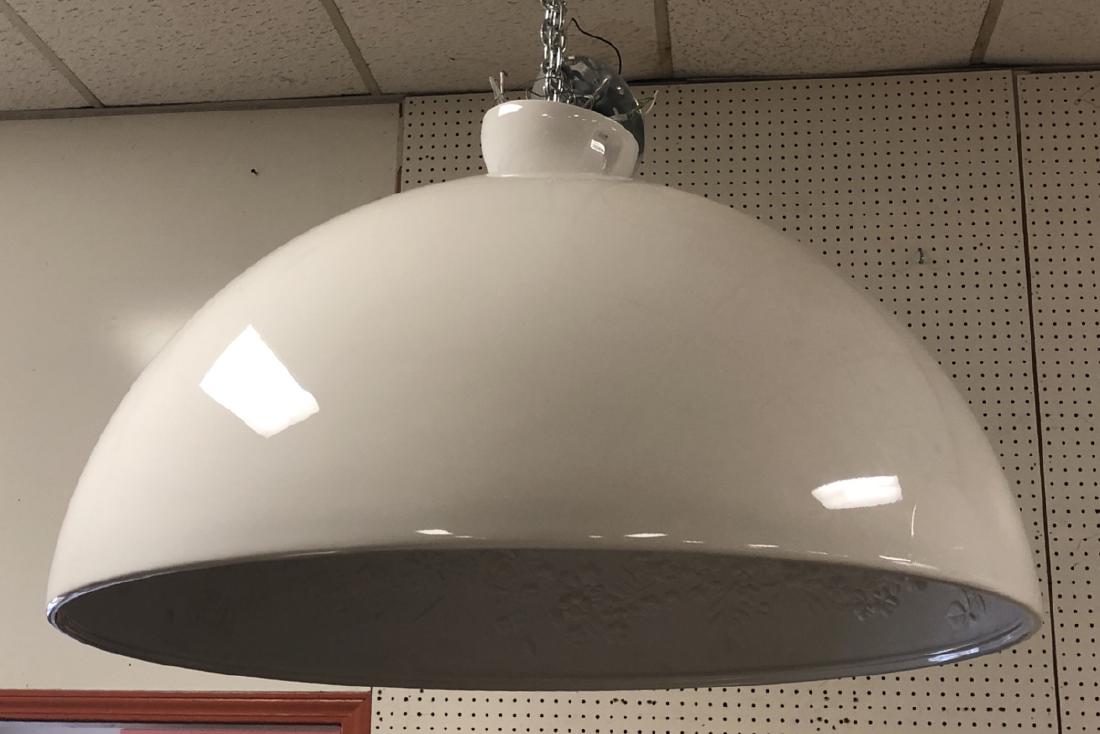FLOS 36"D Huge White Enamel Dome Chandelier. Hang (1 of 5)