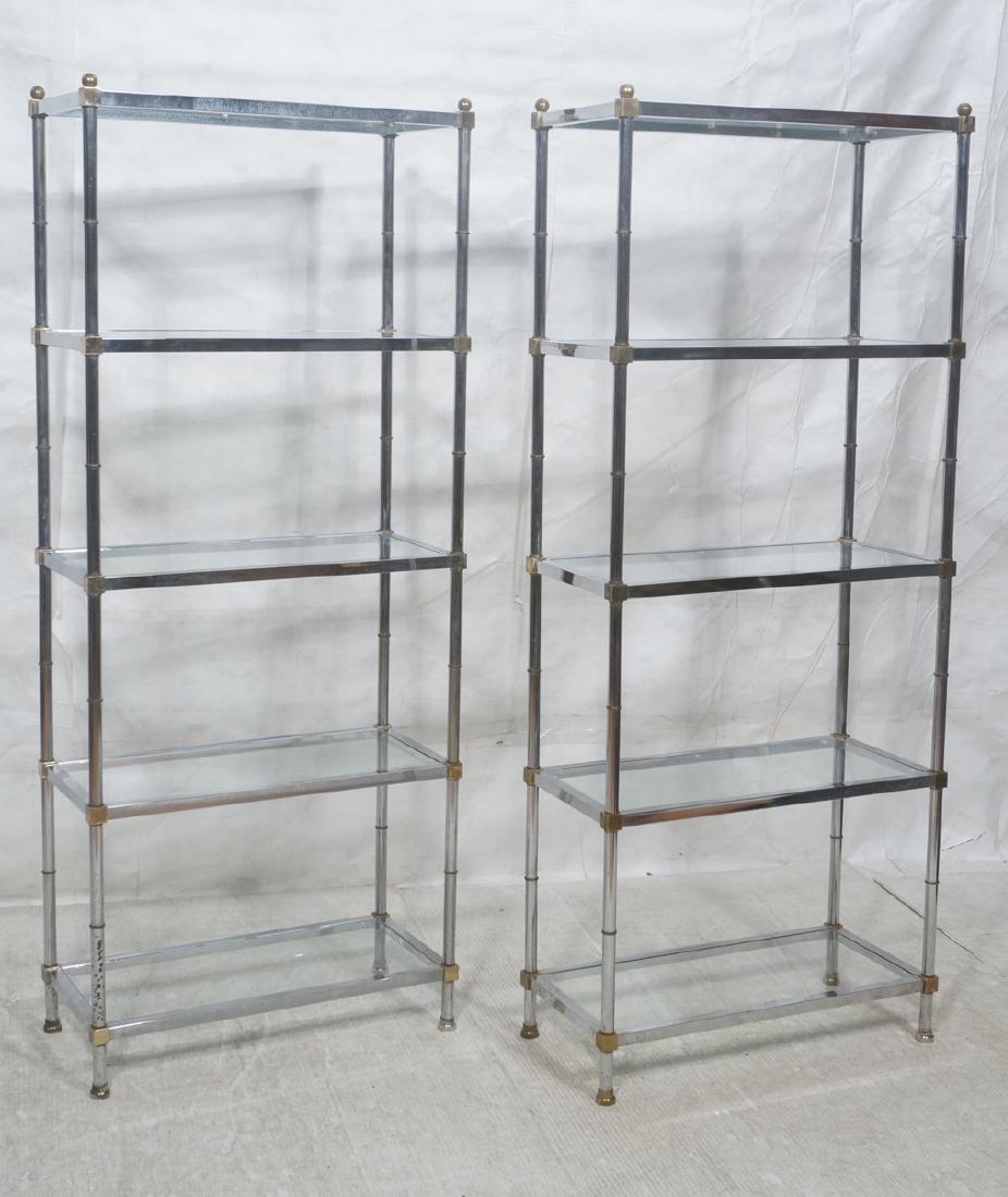 Pr Regency Style Chrome & Brass Etageres. Chrome (1 of 10)