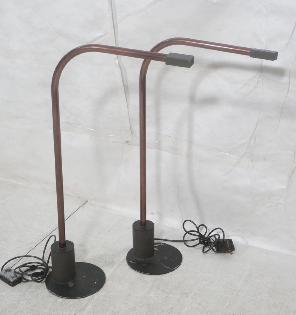 Pr Bronzed Metal L shaped Floor Lamps. Modernist (1 of 9)