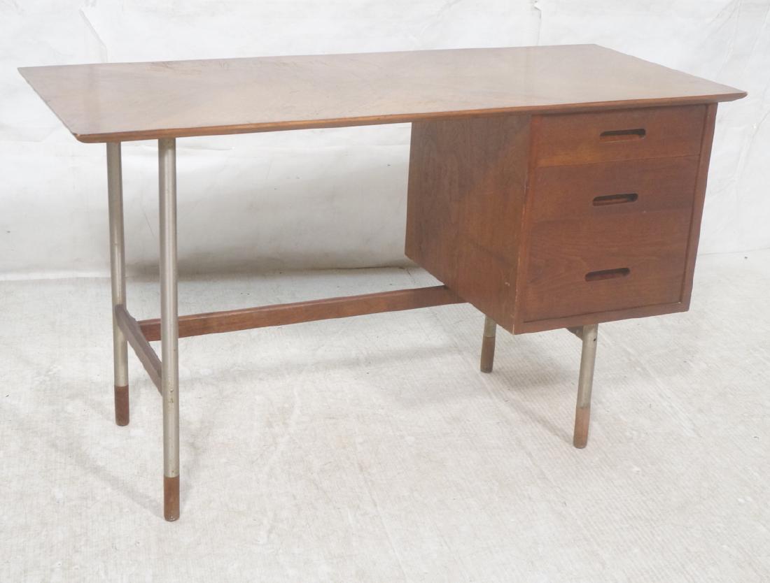 Modernist Walnut Finn Juhl Style Desk. Aluminum t (1 of 11)