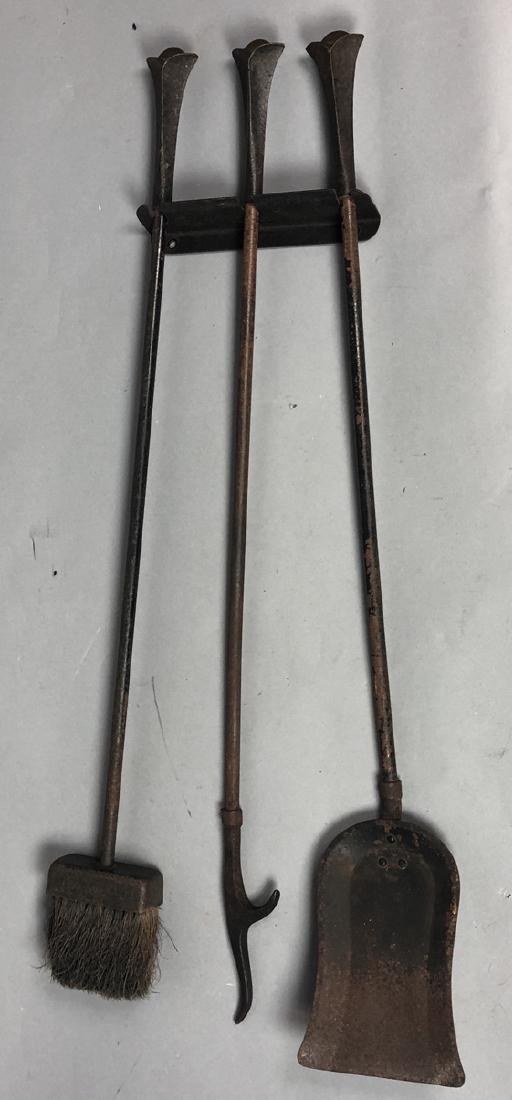 Set DONALD DESKEY Fireplace Tools. Black Iron wit (1 of 7)