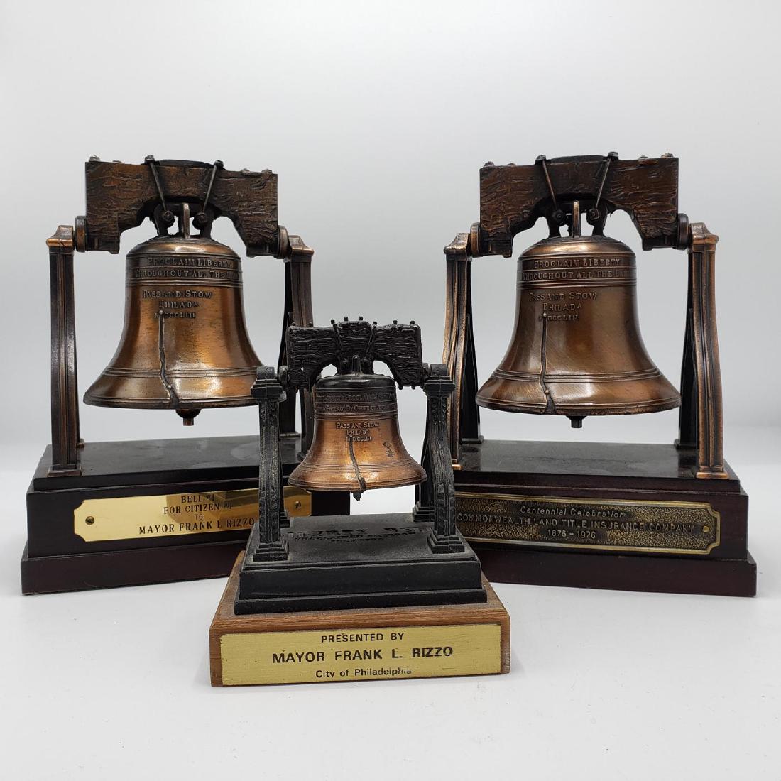 3 Frank Rizzo Liberty Bell Statues. Bell #1 for C: 3 Frank Rizzo Liberty Bell Statues. Bell #1 for Citizen #1 Frank Rizzo, Commonwealth Land Title Centennial Celebration, Smaller Liberty Bell This item was part of Former Philadelphia Mayor Frank L. Ri