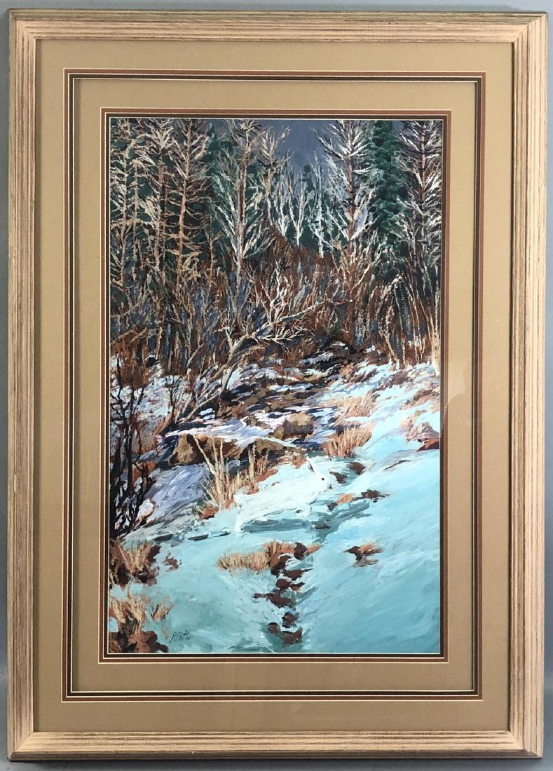 R. PATTON Signed Gouache on Paper. 20th Century W (1 of 3)