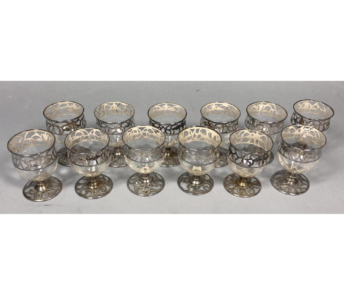 Set 12 Sterling Silver Overlay Cordial Stemware G (1 of 12)
