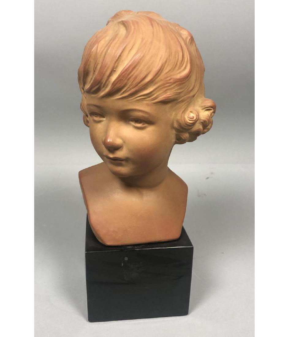 L MIRVAL Pottery Bust of Young Child. Signed scul (1 of 8)