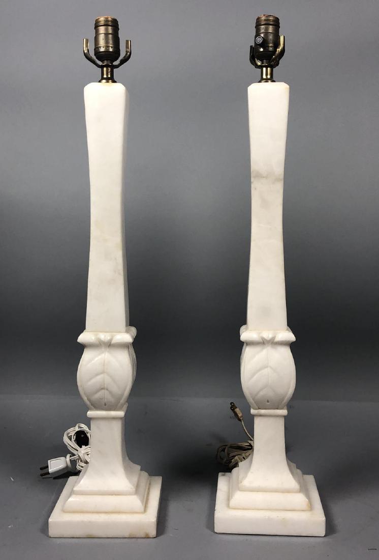 Pr Tall Column White Alabaster Table Lamps. Stepp (1 of 6)