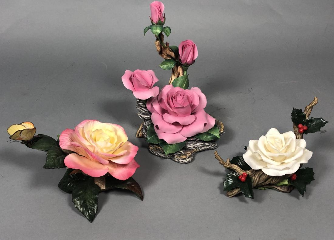 3pc BOEHM Porcelain Roses 1 is signed. "Christmas (1 of 11)