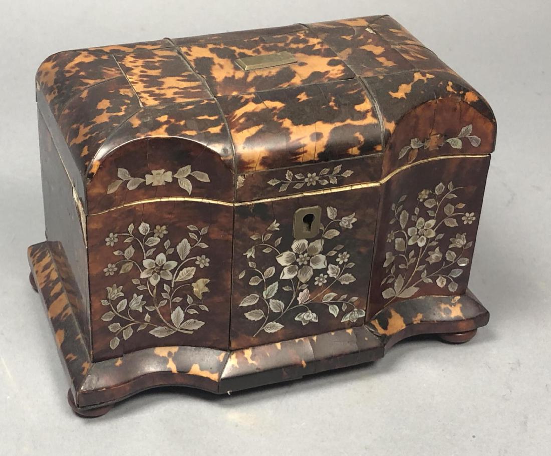 Boulle Inlaid Mother of Pearl Tea Caddy. Antique (1 of 9)