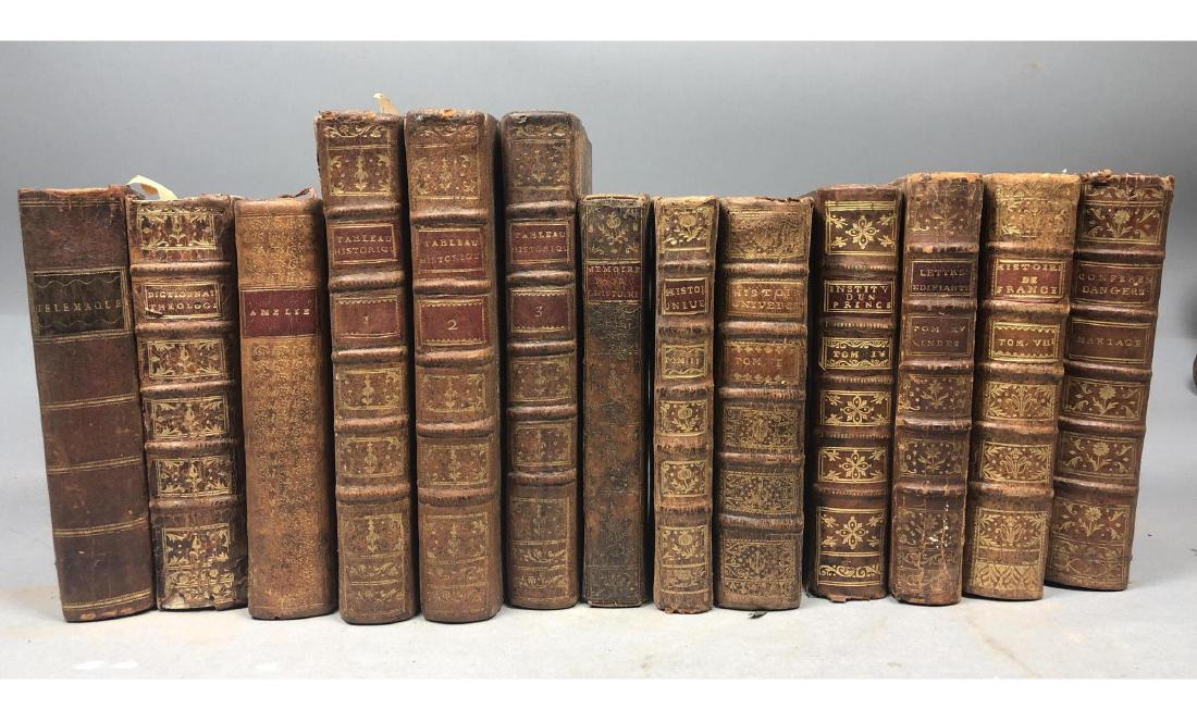 13pc Leather Bound 18th Century FRENCH BOOKS. (1 of 17)