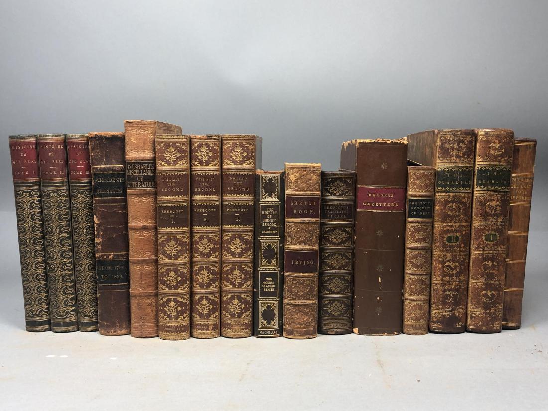 16pc Leather Bound Antique Books. Mostly English (1 of 20)