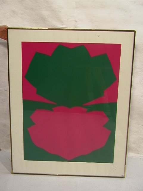 Signed and Dated 70 Jack Youngerman Print. Mauve: Signed and Dated 70 Jack Youngerman Print. Mauve and Green Dimensions: H: 35 inches: W: 26 inches Condition: Paper has some waves to edge. US Shipping charge: Pick up or shipping quote from outside sh