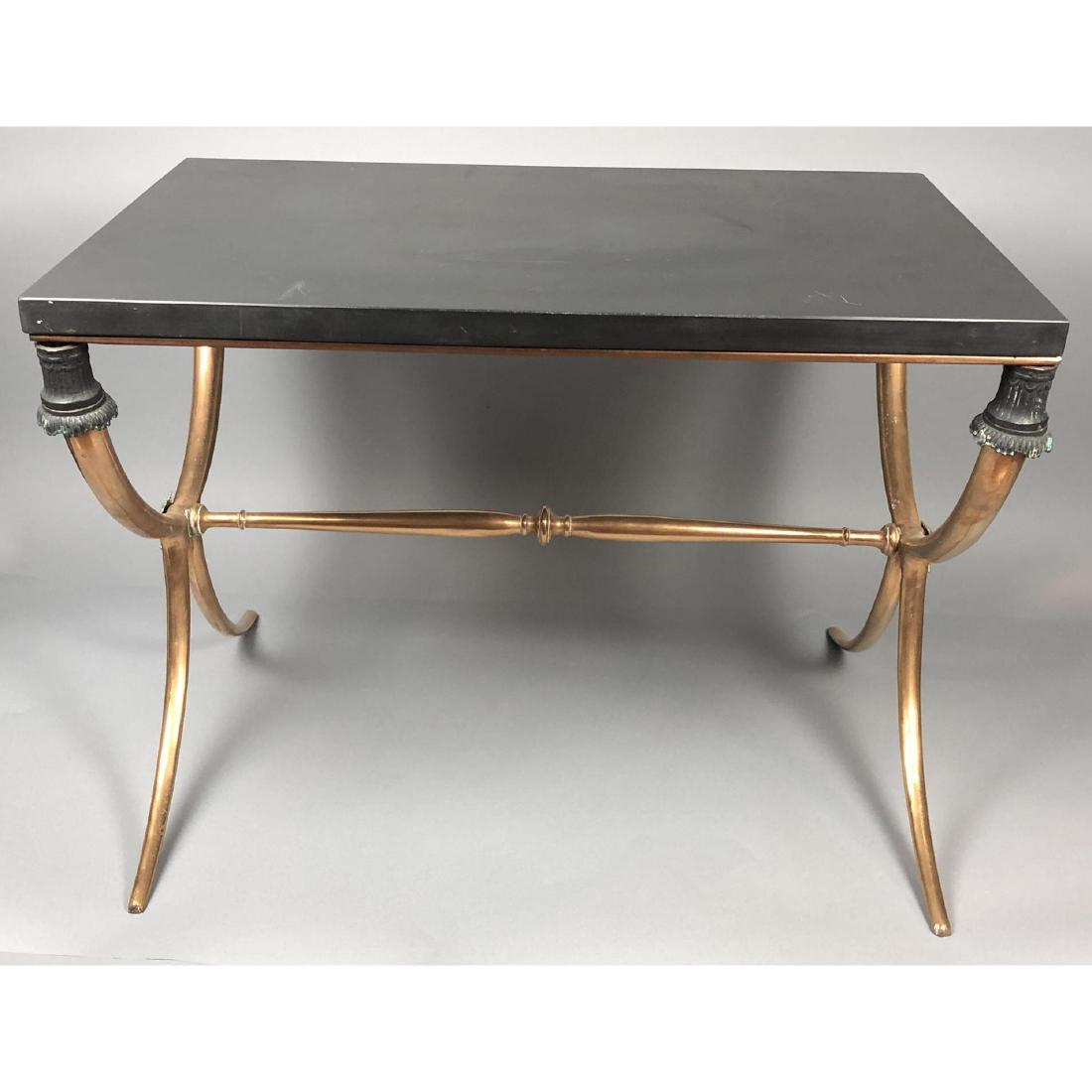 Directoire Regency Style Table. Slate Top Brass T (1 of 6)