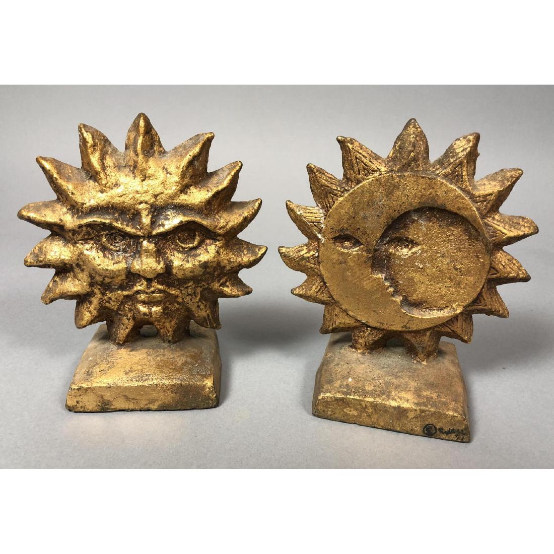 Pr C JERE Sun Moon Metal Bookends. Double sided. (1 of 7)