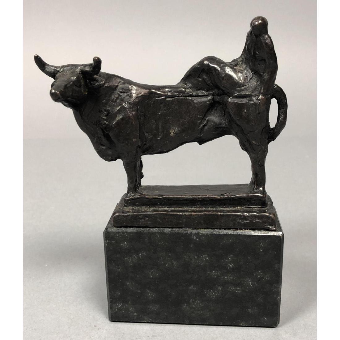 Signed CLAUS Modernist Bronze Bull Figural Sculpt (1 of 6)