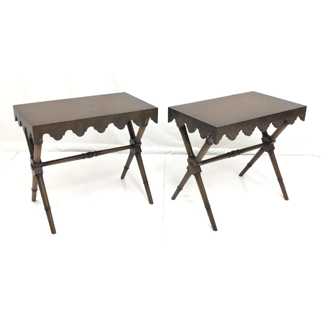 Pr Decorator Side Tables. Scalloped Skirt Trim. S (1 of 8)