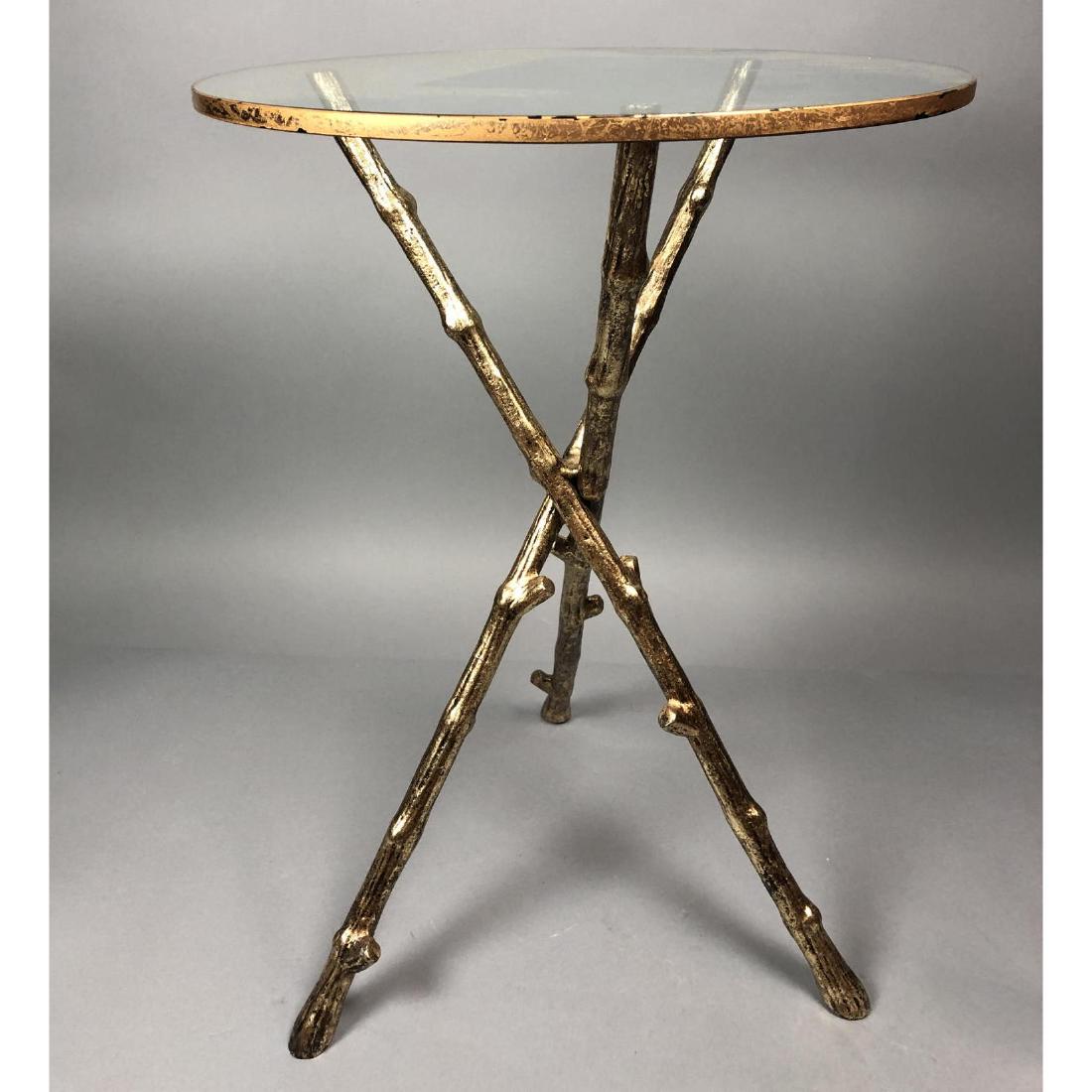 Round Glass Metal Twig Tripod Base Side Table. Pa (1 of 7)