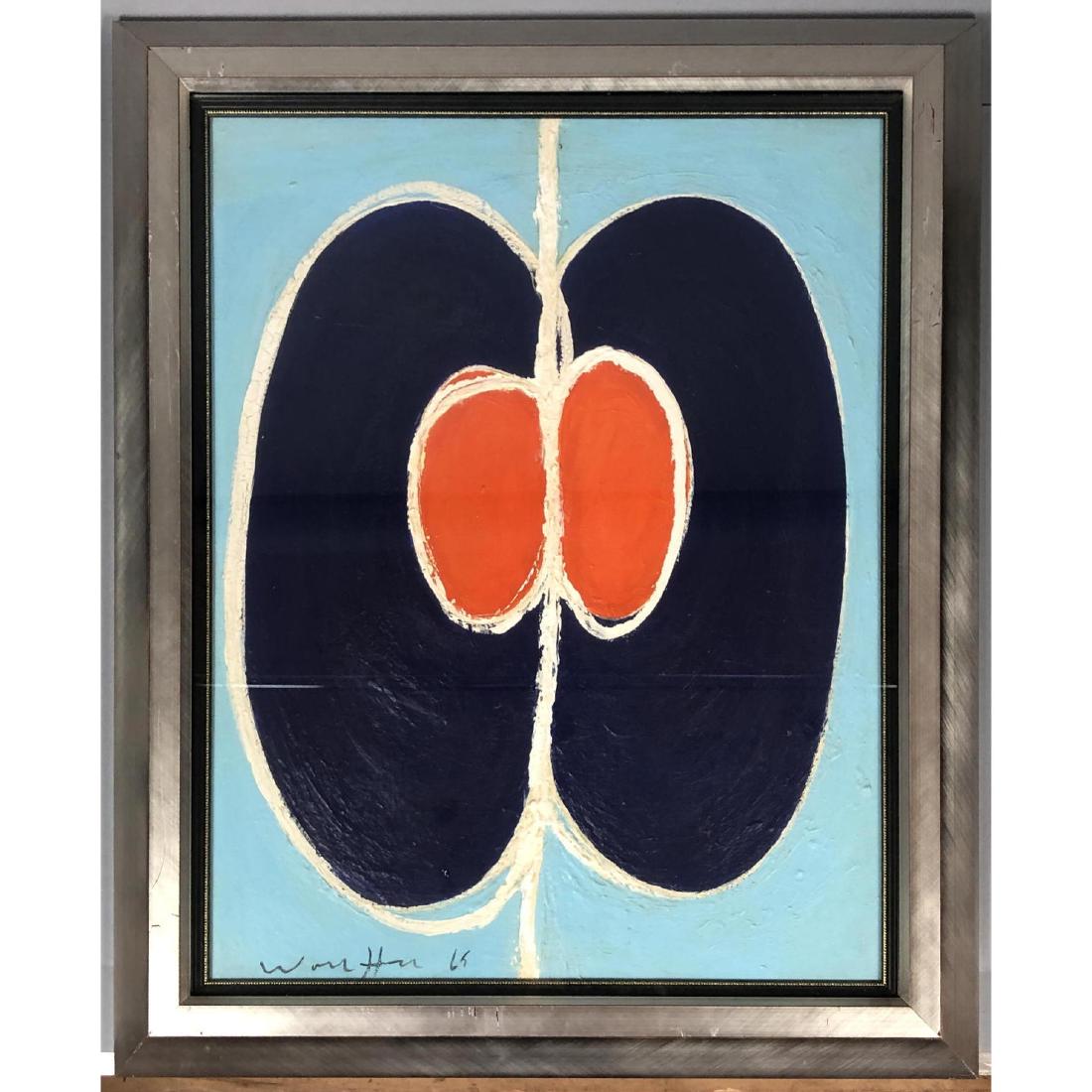 Emerson Woelffer Modernist Apple Oil Painting. Graphic (1 of 10)