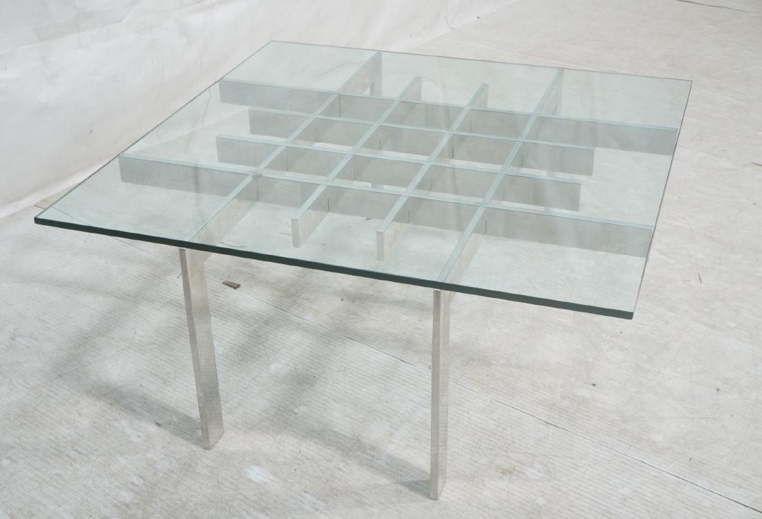 Square Modern Glass Chrome Cocktail Coffee Table. (1 of 6)