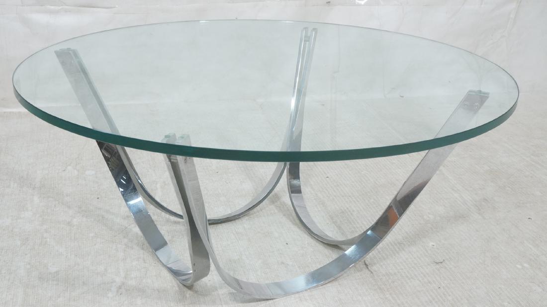 ROGER SPRUNGER Chrome Glass Top Coffee Cocktail T (1 of 7)