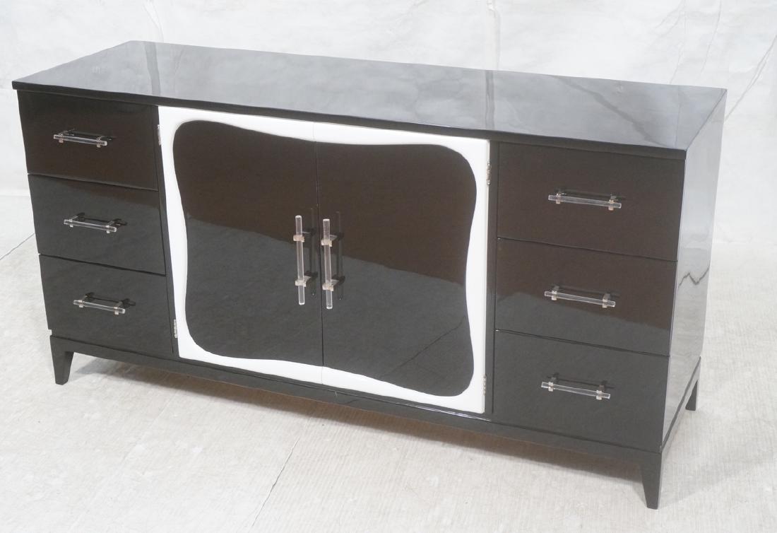 Black High Lacquered Credenza Sideboard. Centered (1 of 9)