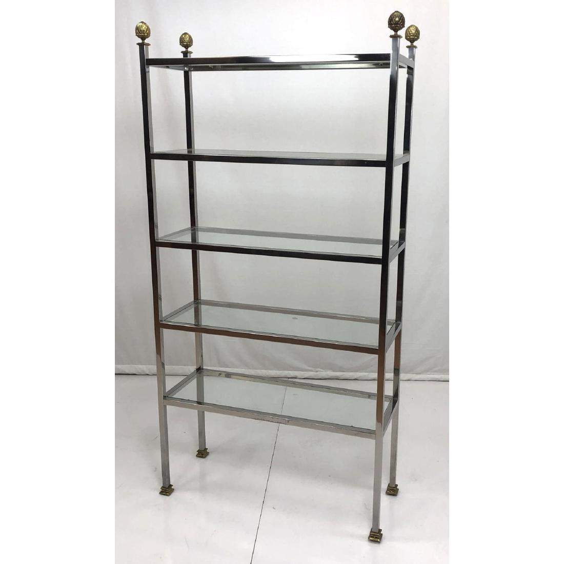 Chrome & Brass Regency Style Etagere Shelf Unit. (1 of 9)