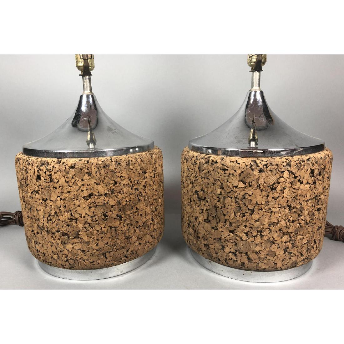 Pr Mid Century Modern Cork Chrome Table Lamps. At (1 of 8)