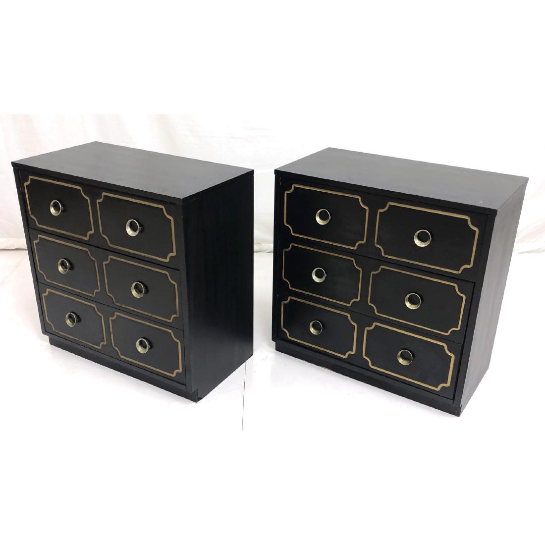 Pr Dorothy Draper Style Ebonized Bachelor Chests. (1 of 9)