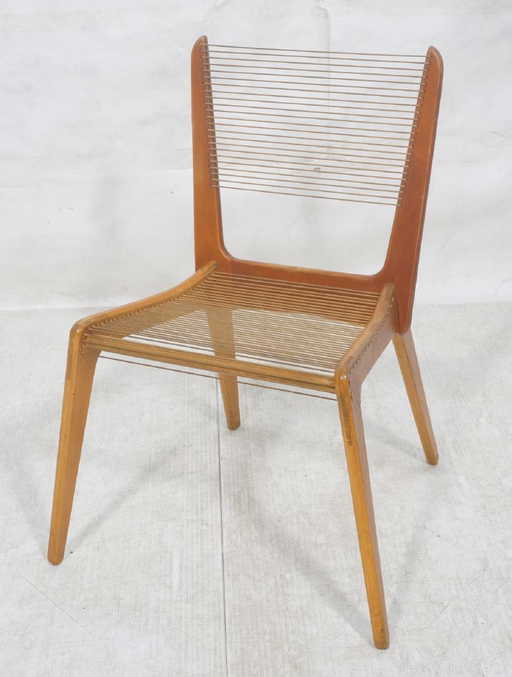 JACQUES GUILLON Laminated Wood String Chair. Thre
