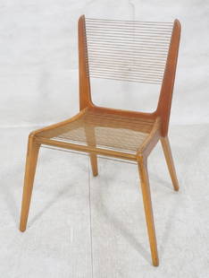 JACQUES GUILLON Laminated Wood String Chair. Thre: JACQUES GUILLON Laminated Wood String Chair. Threaded Cotton Cord seat and backrest. -- Dimensions: H: 32.25 inches: W: 24 inches: D: 22.25 inches ---