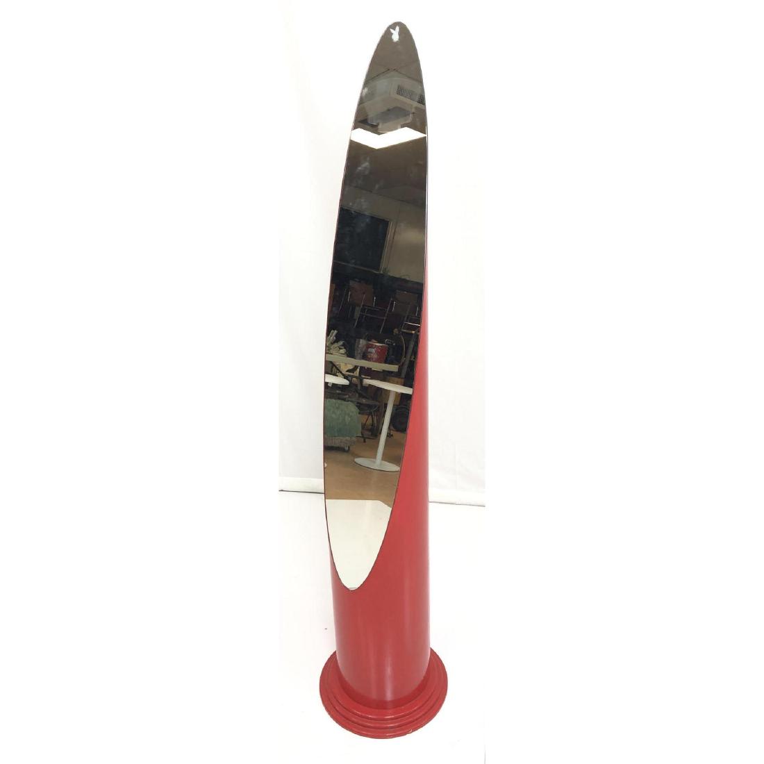 Standing Molded Plastic red painted Floor Mirror. (1 of 8)