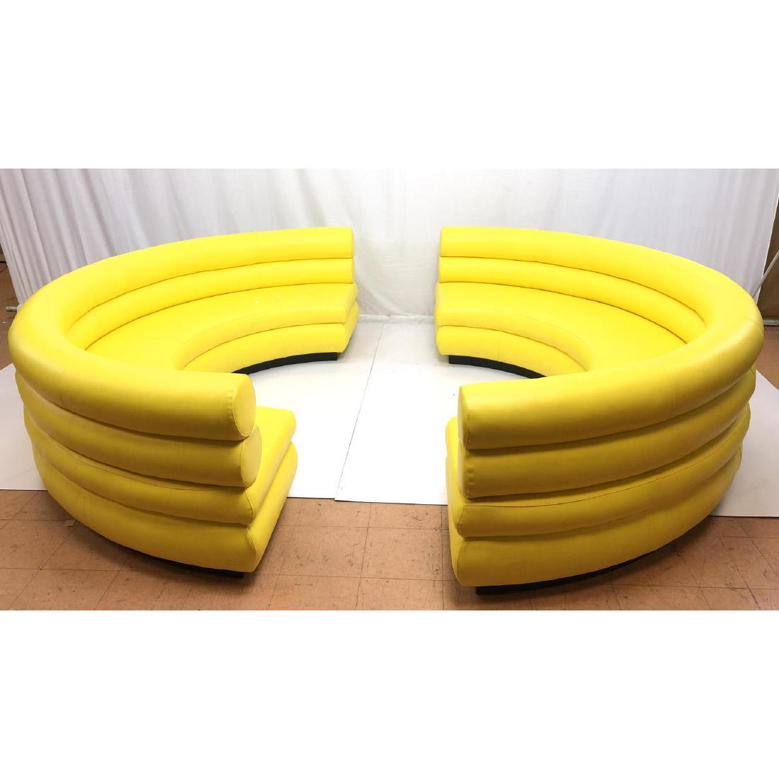 2pc Bright Yellow Vinyl Modernist Sectional Sofas (1 of 13)