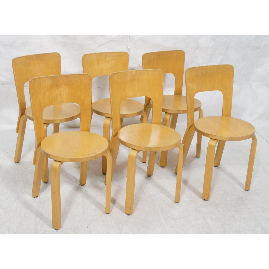 Set 6 Blond Wood Laminated Side Chairs. ALVAR AAL (1 of 11)
