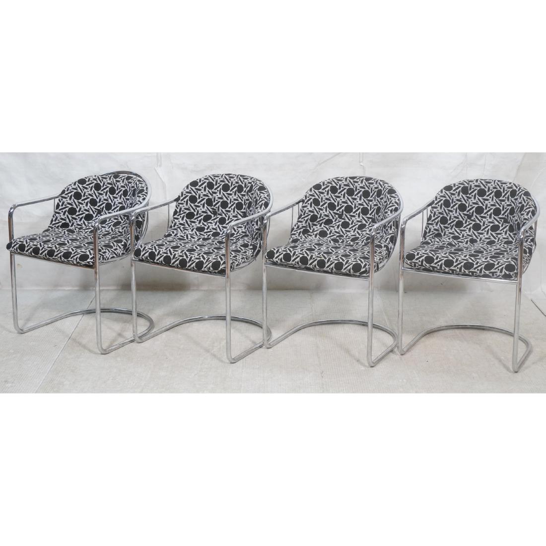 Set 4 Modernist Chrome Tube Dining Arm chairs. Ba (1 of 10)