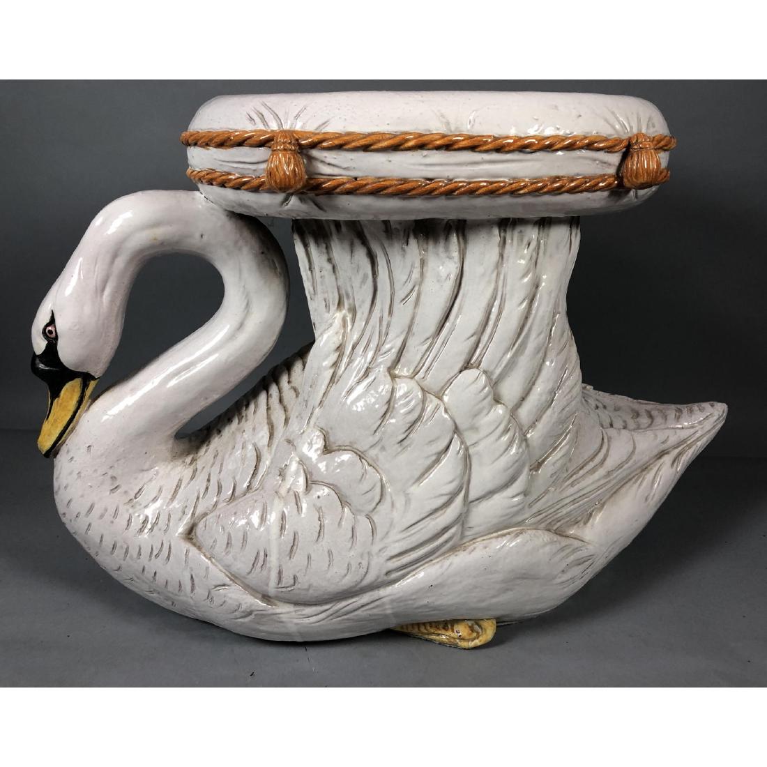 Decorator Italian Pottery Swan Stool Ottoman. Lar (1 of 9)