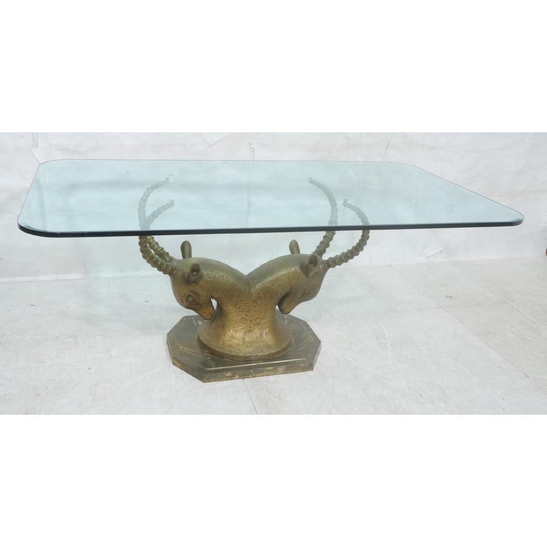 Glass Top Brass Antelope Base Dining Table. Figur (1 of 15)