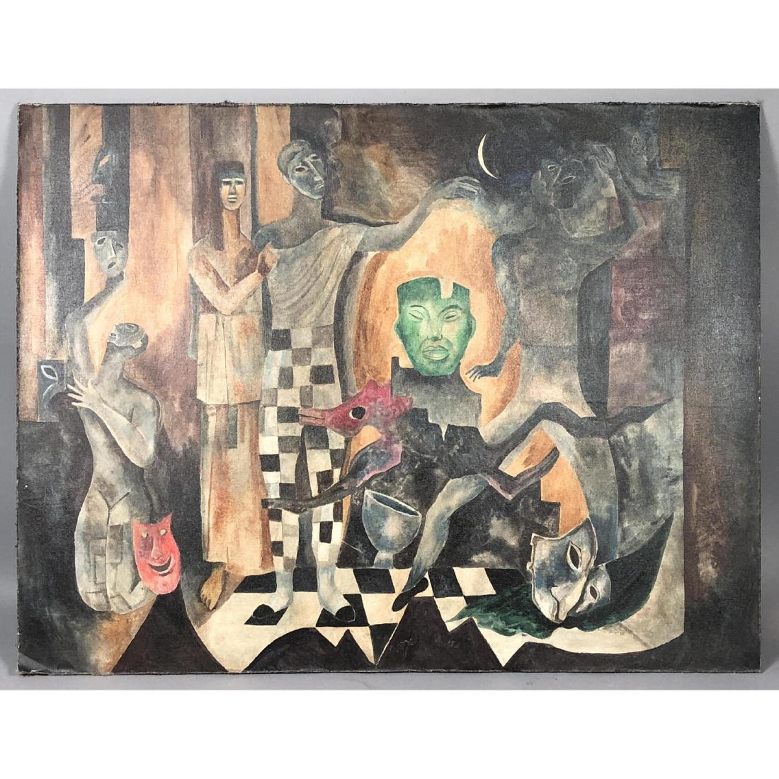 Surreal Modernist Figural Painting. Possible stag (1 of 6)