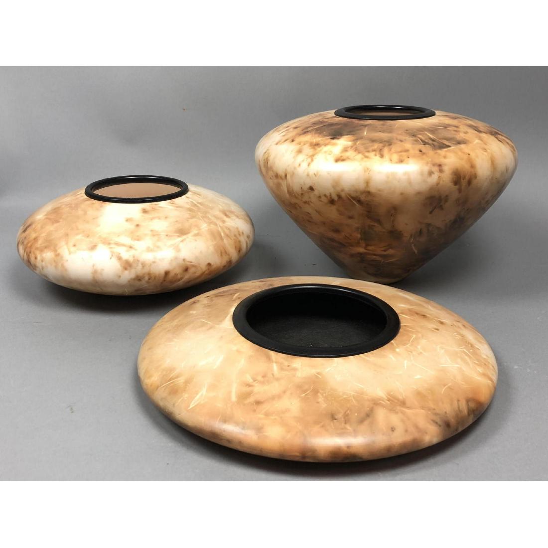 3pc DAVID GREENBAUM American Studio Raku Pottery (1 of 4)