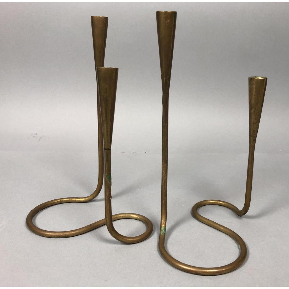 Pr Bronze Danish Modern Candlesticks. Tube form w (1 of 6)