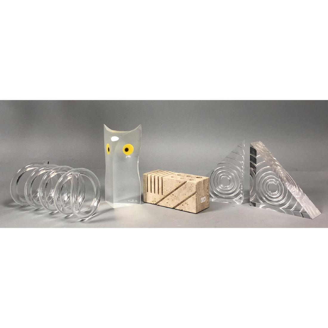 5pc Modern Desk Tableware Items. Lucite. Traverti (1 of 7)