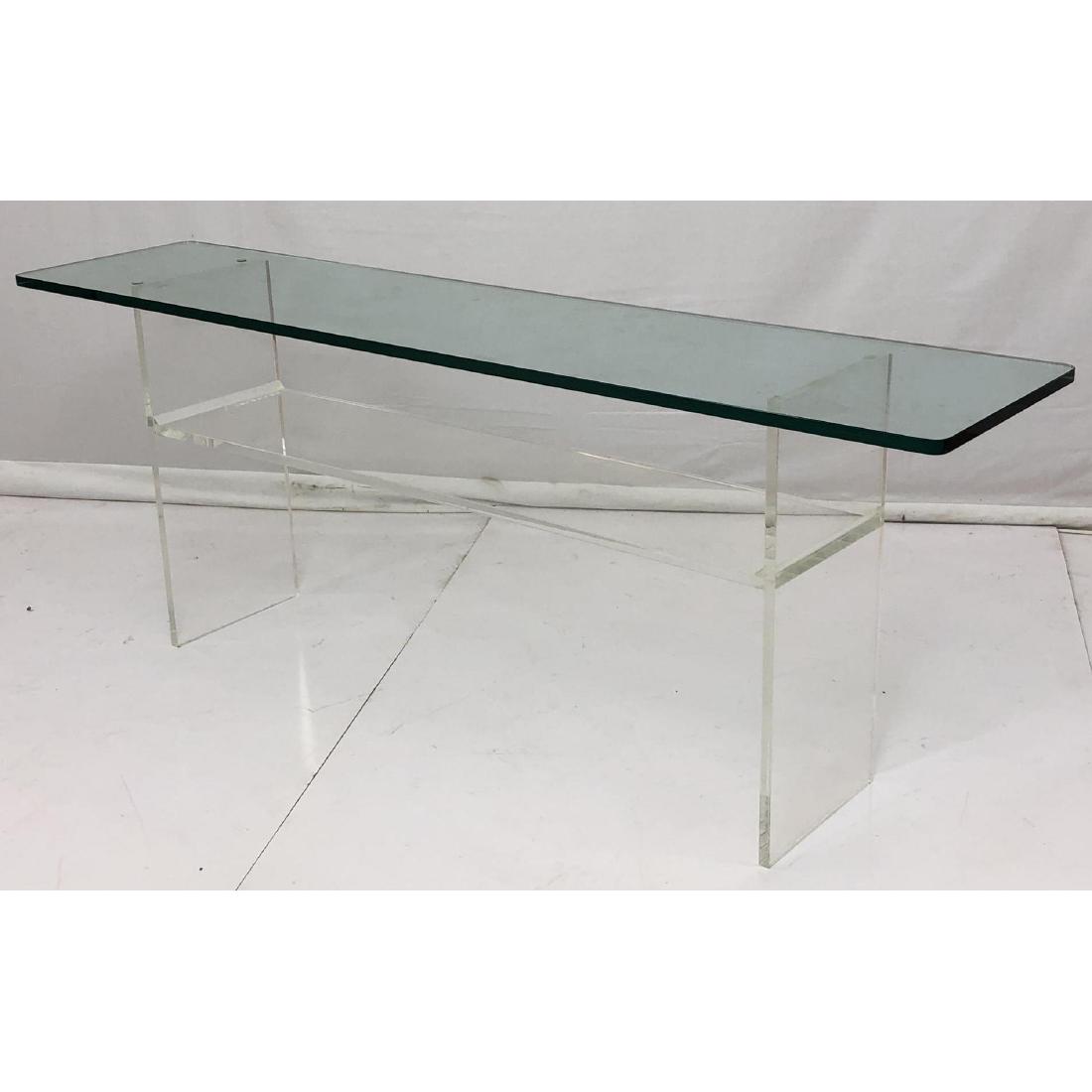 Modernist Lucite Base Glass Top Console Table. Sh (1 of 6)