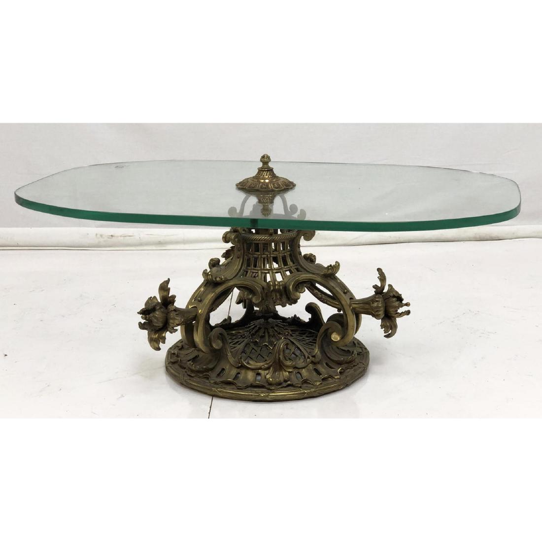 Heavy Baroque Bronze Base Glass Coffee Table. Bas (1 of 7)