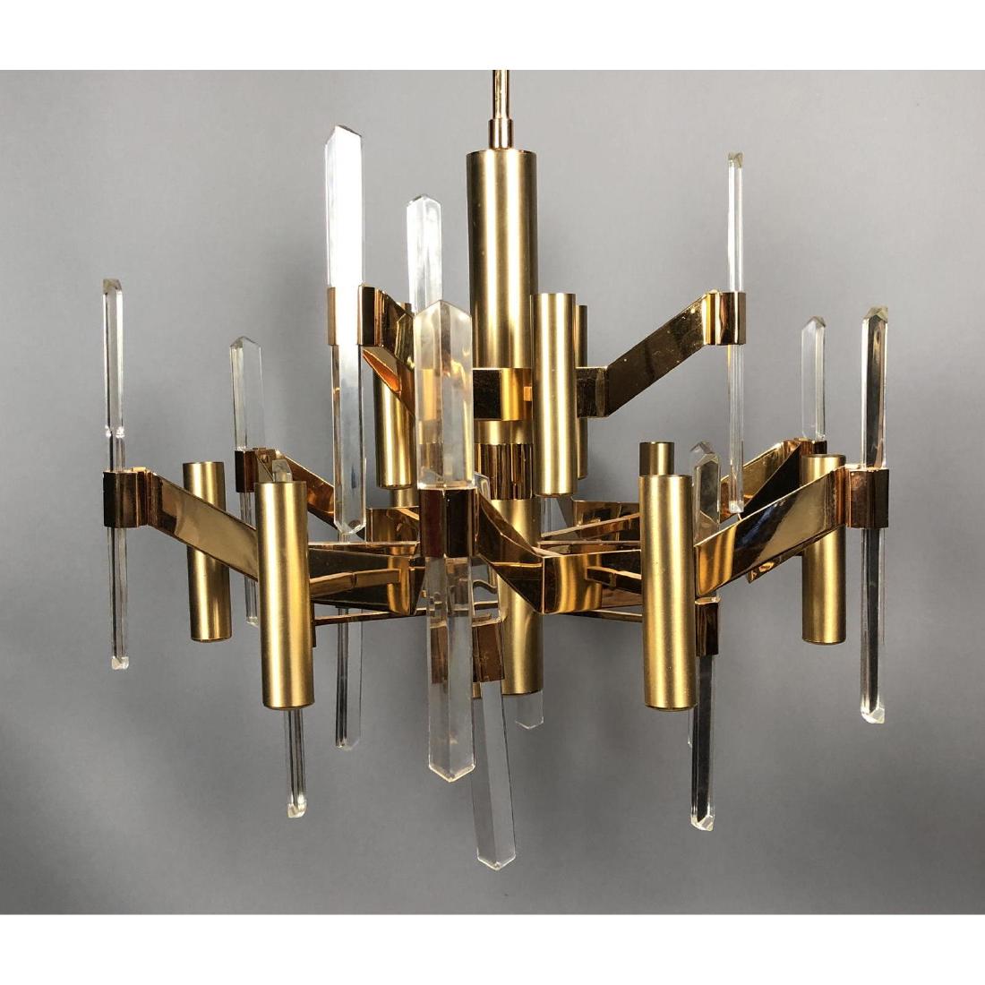 Gaetano Sciolari Style Brass Crystal Prism Chande (1 of 5)