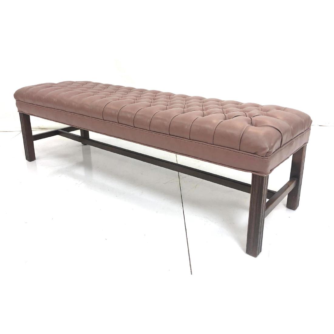 Modernist Tufted Leather Long Bench Seating. Long (1 of 7)