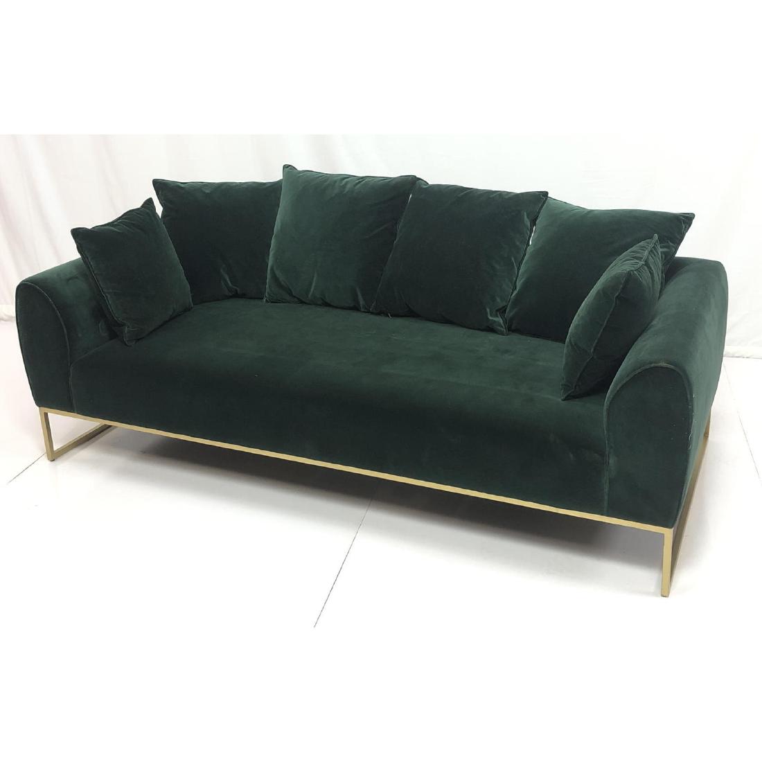 Green Velvet Modernist Sofa Couch Seating. Gilt s (1 of 10)