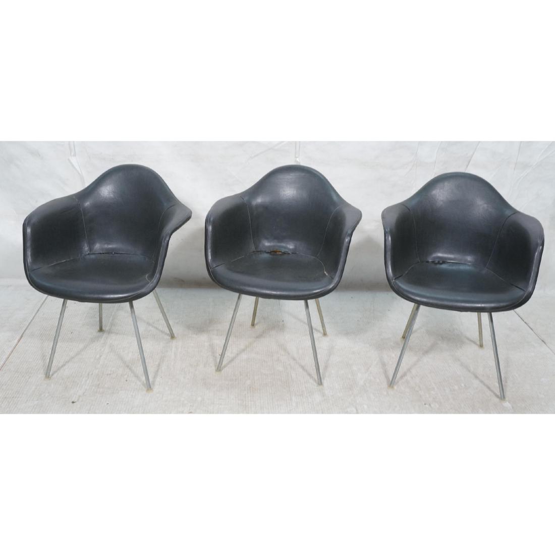 3 Modernist Gray Vinyl Slip Covered Side Chairs. (1 of 6)