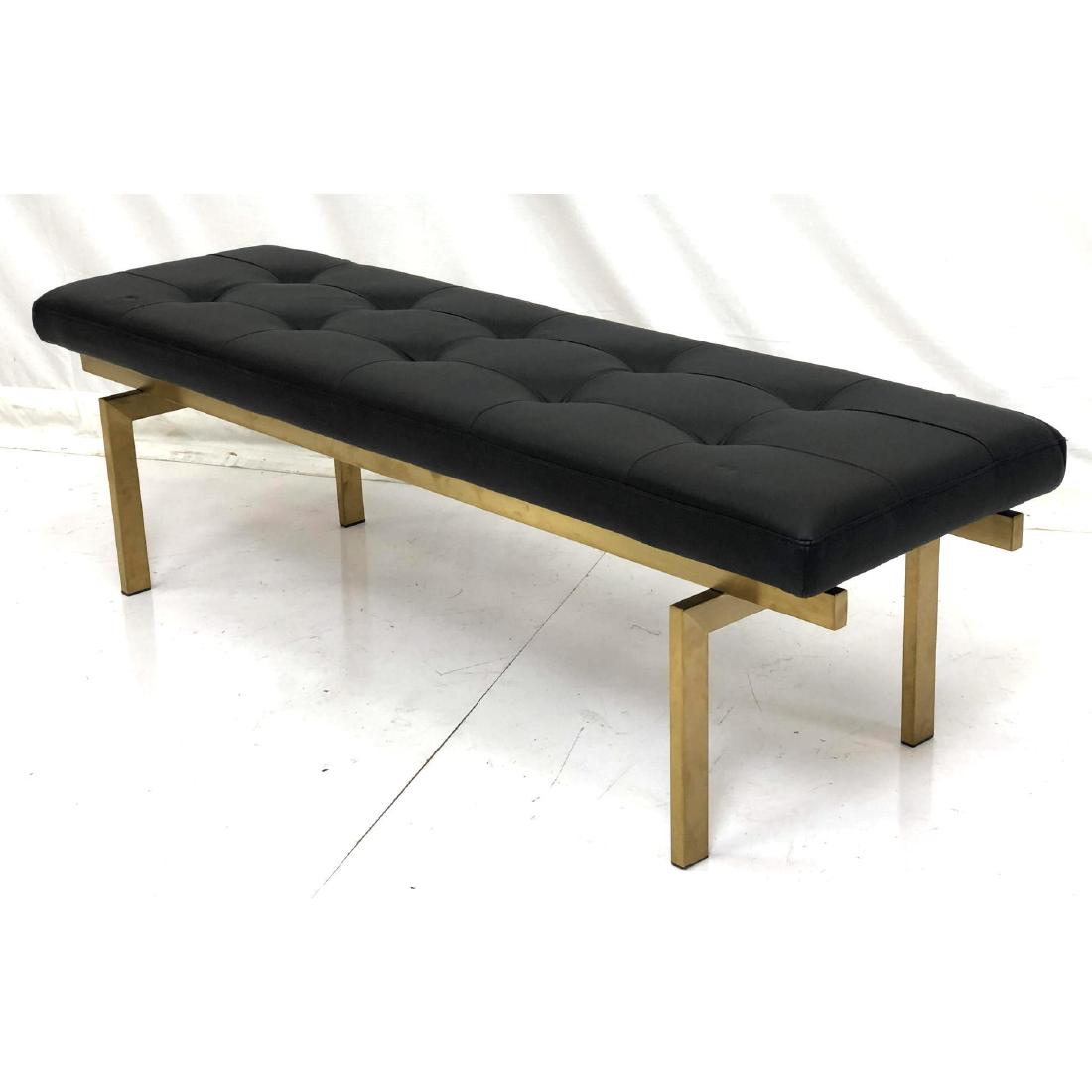 Contemporary Tufted Floating top Bench. Gold Tone (1 of 6)