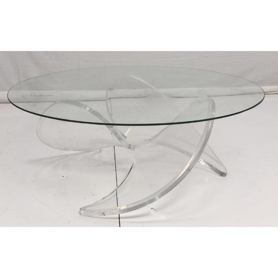 Modernist Lucite Propeller Base Table. Glass top (1 of 6)